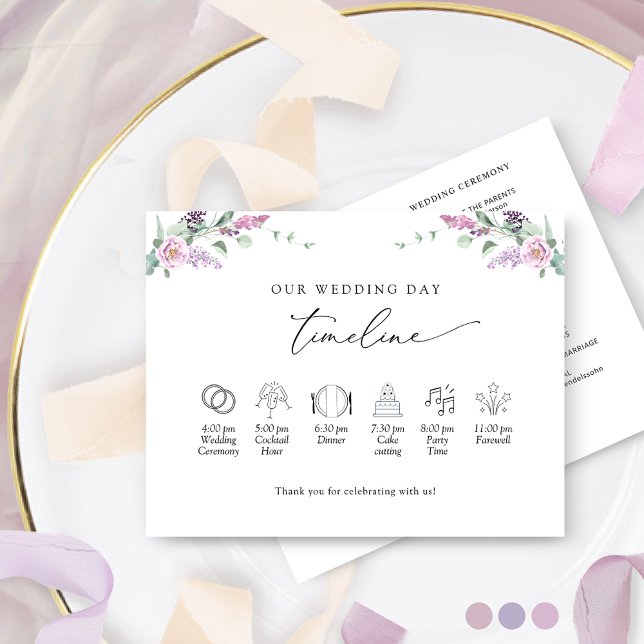 Programa de cronología de Boda floral malva y mora (Subido por el creador)