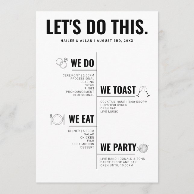 Programa de Cronología de Boda Let's Do This (Anverso)