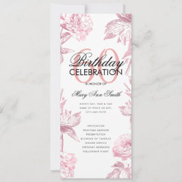 Programa de cumpleaños 60º Floral Menú de oro Rosa