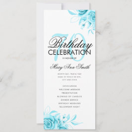 Programa de cumpleaños 70 de Floral Verde azulado 