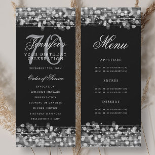 Programa de cumpleaños 70 elegante plata con menú