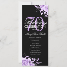 Programa de cumpleaños 70 Floral Purple Black con 