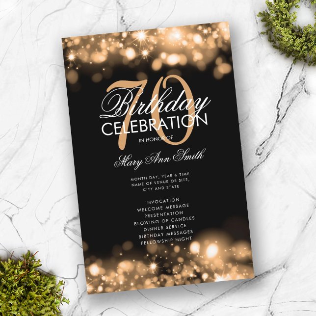 Programa de cumpleaños 70 Glam Lights Gold con Men (Subido por el creador)