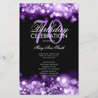 Programa de cumpleaños 70 Glam Lights Purple Menu