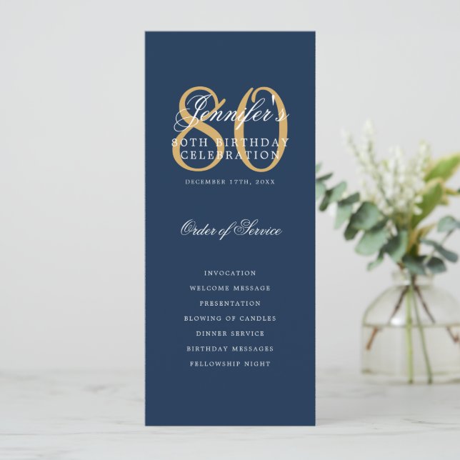 Programa de cumpleaños 80º Gold de la Marina Elega (Anverso de pie)