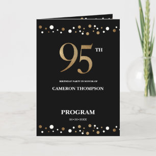Programa de cumpleaños 95th de Editable Gold Black