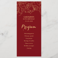 Programa de cumpleaños de Floral de Oro Rojo