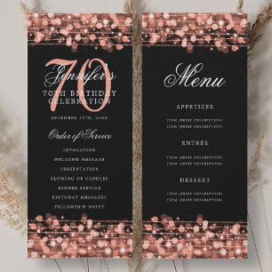 Programa de cumpleaños número 70 elegante Rosa Oro