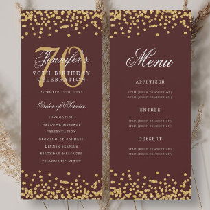 Programa de cumpleaños número 70 Menú de confeti d
