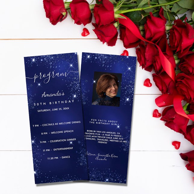 Programa de cumpleaños purpurina azul foto datos d (Subido por el creador)