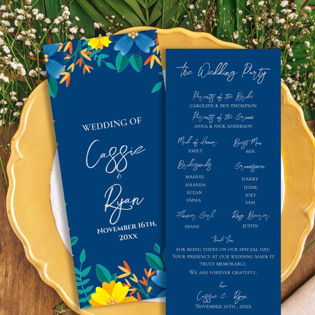 Programa de detalles de la ceremonia del Boda flor (Yellow Floral Wedding Ceremony Details Program)