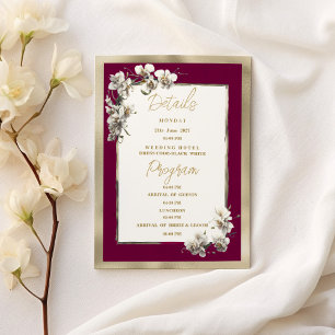 Programa de detalles de orquídea blanca y burgundy