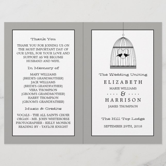 Programa de doble plegado para Boda de la vejez ca (Anverso)