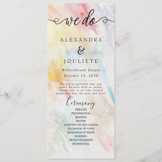 Programa de escritura a mano simple y moderna Boda (Anverso)