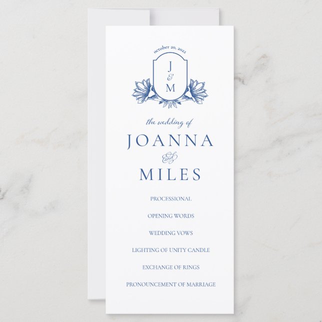 Programa de Escudos azules de caligrafía elegante  (Anverso)