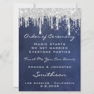 Programa de Evento de Boda Azul Marino Gris Platea