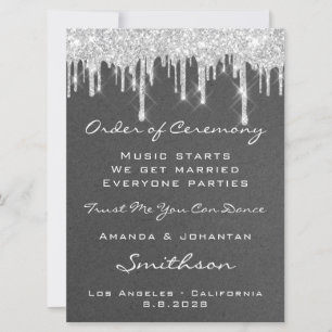 Programa de Evento de Boda Gris con Drips de Brill