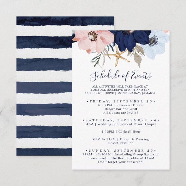 Programa de eventos de Boda floral acuática modern (Anverso / Reverso)