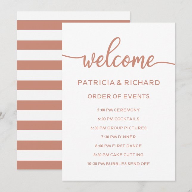 Programa de Eventos de Boda Rosa Dorado (Anverso / Reverso)