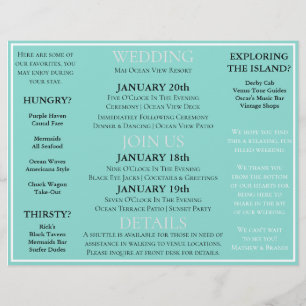 Programa de Eventos de la Boda de Destino de Bride