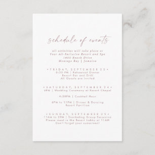 Programa de eventos modernos Rosa Gold Script Boda