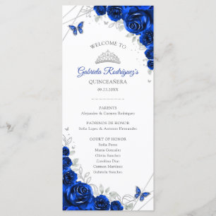 Programa de Eventos Quinceañera Azul Real Plateado