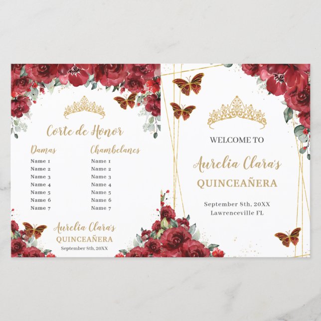 Programa de eventos Quinceanera de Orden de Floral (Anverso)