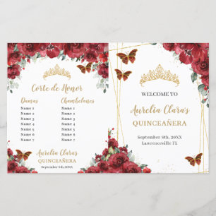 Programa de eventos Quinceanera de Orden de Floral