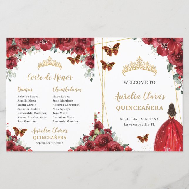 Programa de eventos Quinceanera de Orden de Floral (Anverso)