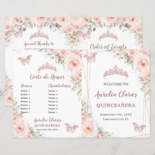 Programa de eventos Quinceanera Gold Rosa Floral d