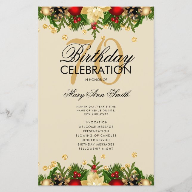 Programa de Fiesta de Cumpleaños de la Fiesta de O (Anverso)