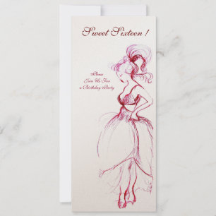 Programa de fiesta de cumpleaños SWEET 16 rojo ros