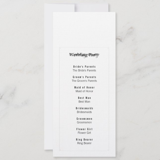 Programa de fiesta de novias por simplicidad (Anverso)