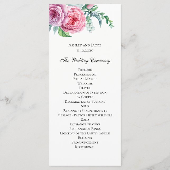 Programa de flores de Boho. Ceremonia de bodas de  (Anverso)