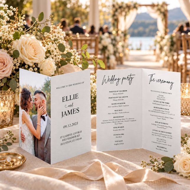Programa de folleto de boda con foto moderna (Subido por el creador)