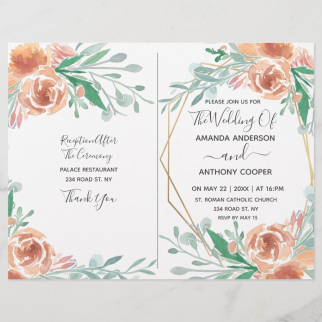 Programa de folleto de recepción de invitación de  (Frente)