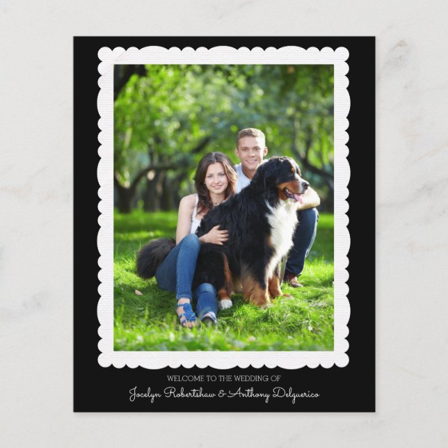 Programa de foto personalizado de la boda blanca y (Anverso)