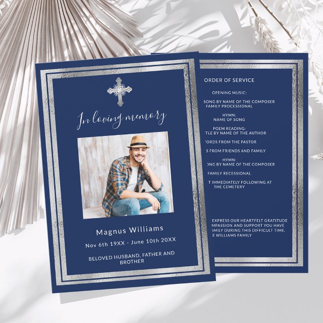 Programa de fotos de plata azul para el funeral de (Subido por el creador)