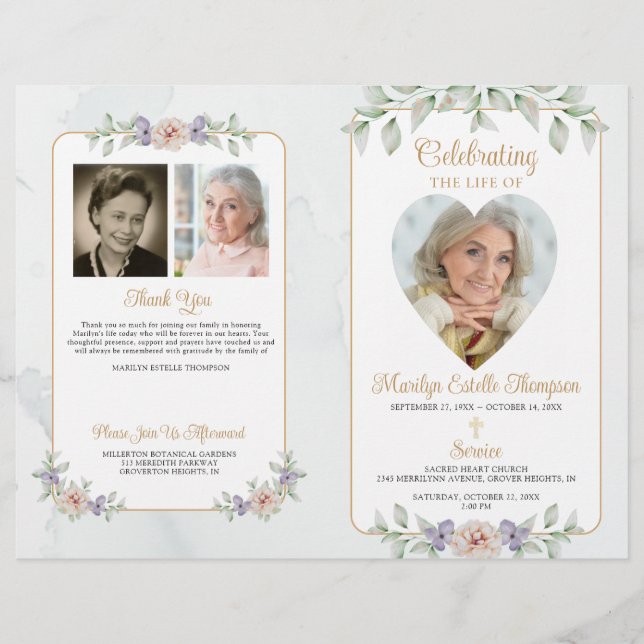 Programa de Fotos Funeral Botánico Floral Heart 4 (Anverso)