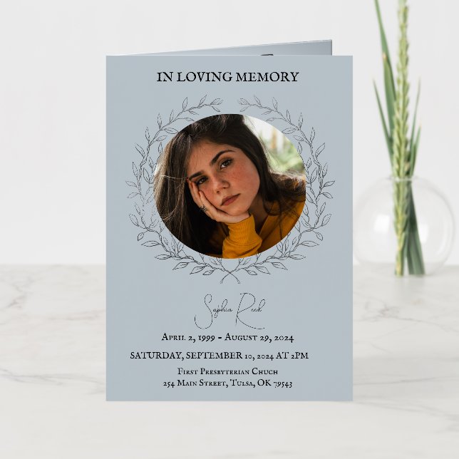 Programa de funeral con foto de papel de aluminio  (Anverso)
