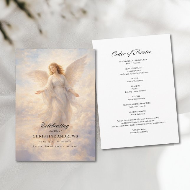 Programa de Funeral de Celebración de Vida Ángel (Angel Celebration of Life Funeral Program)