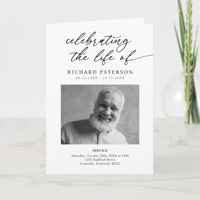 Programa de Funeral de Celebración de Vida Minimal (Anverso)
