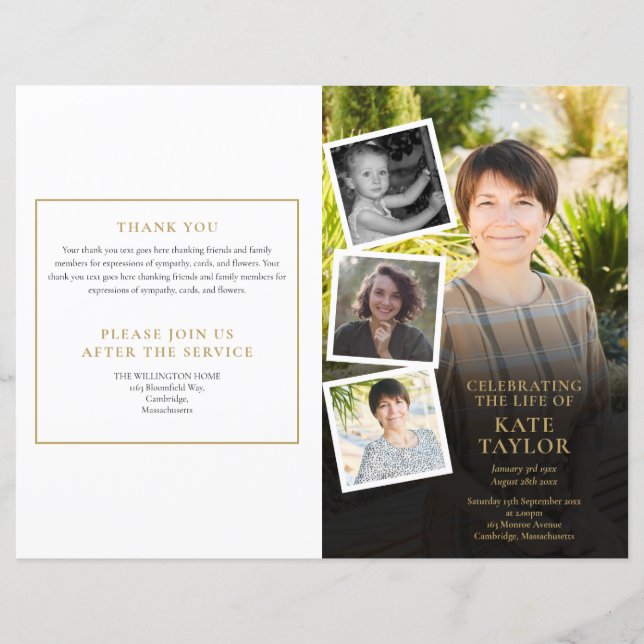 Programa de funeral de orden de servicio de collag (Anverso)