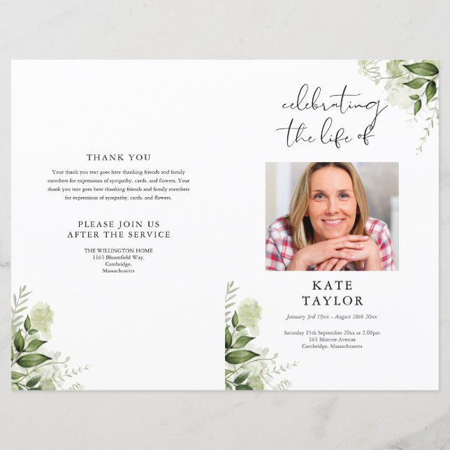 Programa de funeral de orden de servicio de foto d (Anverso)