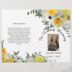 Programa de Funeral de Rosas Amarillas Bi-Fold