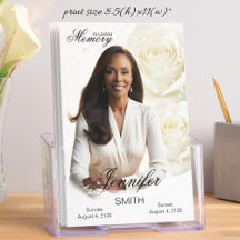 Programa de Funeral de Rosas Blancas Obituario de 