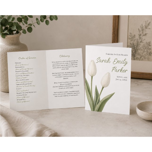 Programa de Funeral de Tulipanes Blancos Minimalis (Subido por el creador)