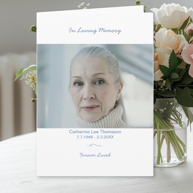 Programa de Funeral Elegante En Memoria Amorosa (Modern Elegant Funeral Program With Photo
)