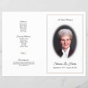 Programa de Funeral   Folleto con Foto y Borde Dor
