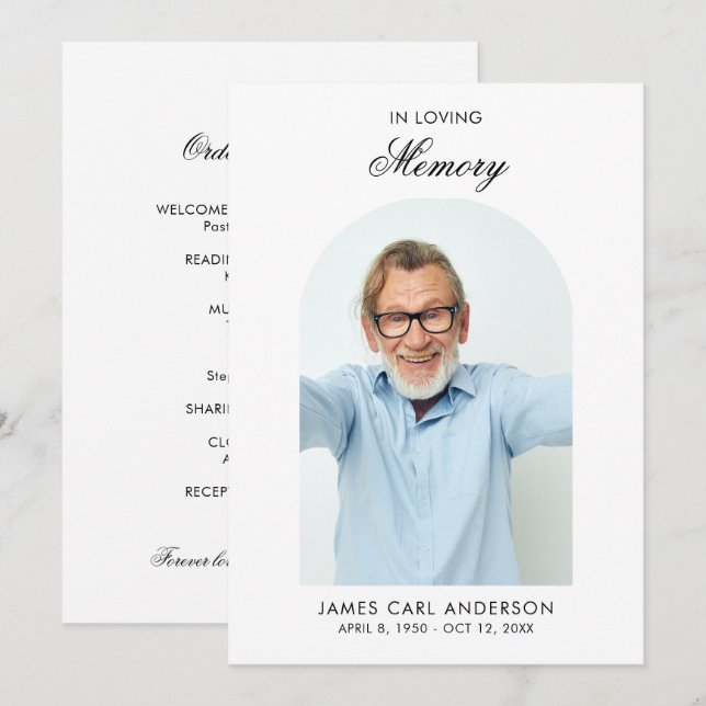 Programa de Funeral Minimalista Elegante Memorial  (Anverso / Reverso)